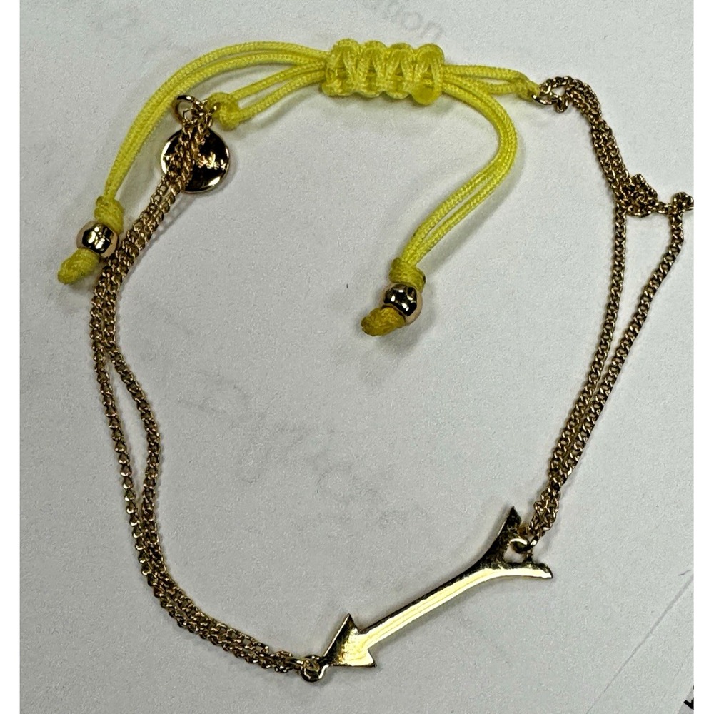 Stella & Dot‎ On the Mark Arrow Bracelet Gold Tone Neon Yellow Adjustable Cord
